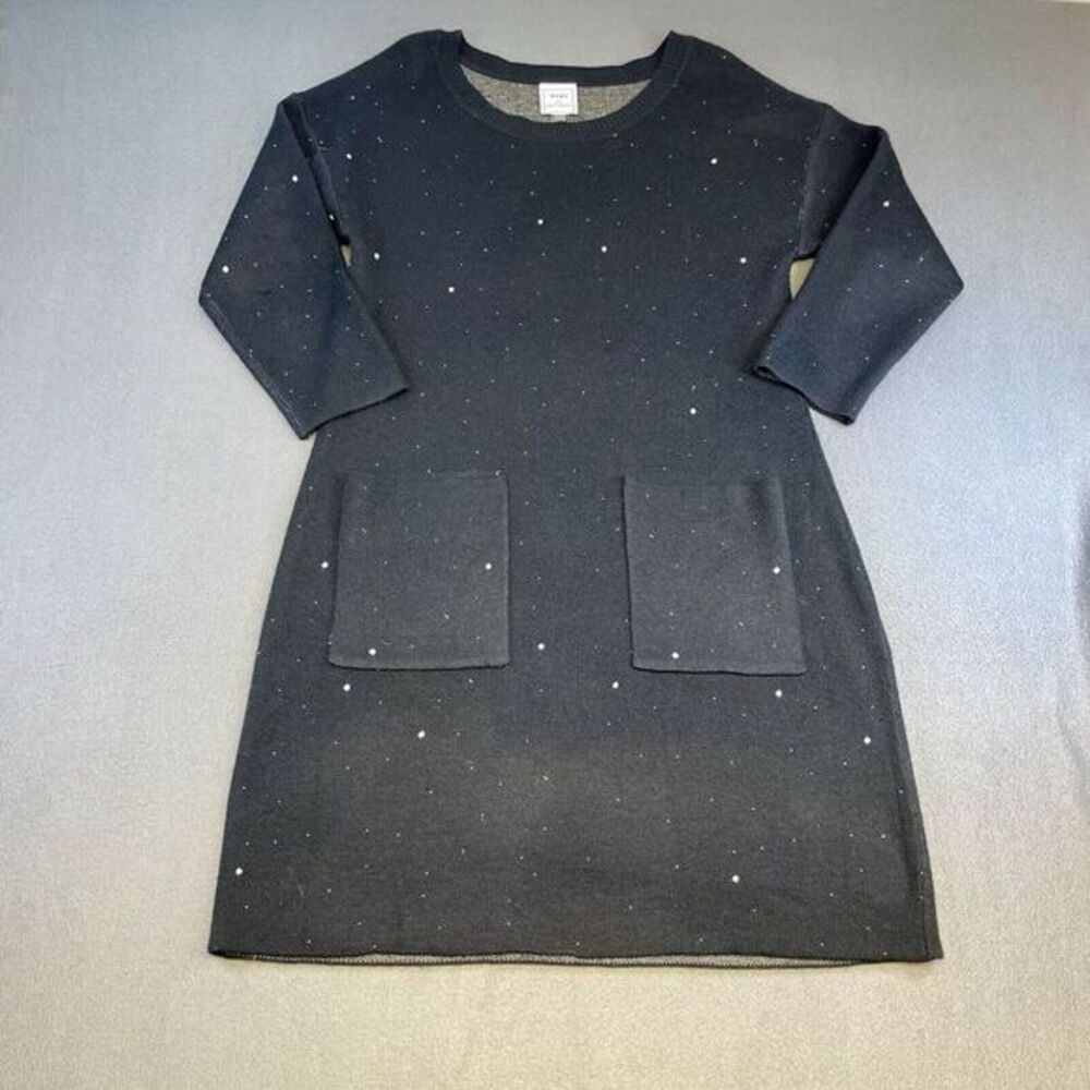 ViVi by‎ Violet Weekend Knit Dress Pockets Sparkle Accents Casual Black M